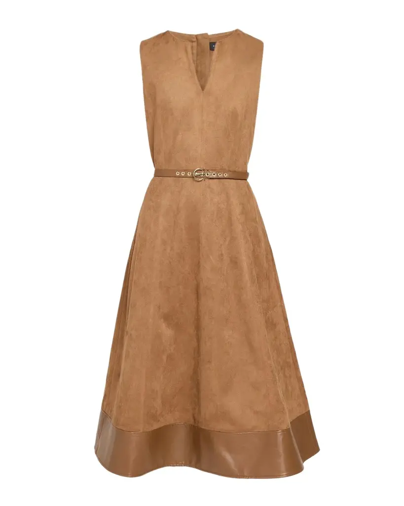 The Paisley Belted Faux Suede Midi Dress The Paisley Belted Faux Suede Midi Dress
