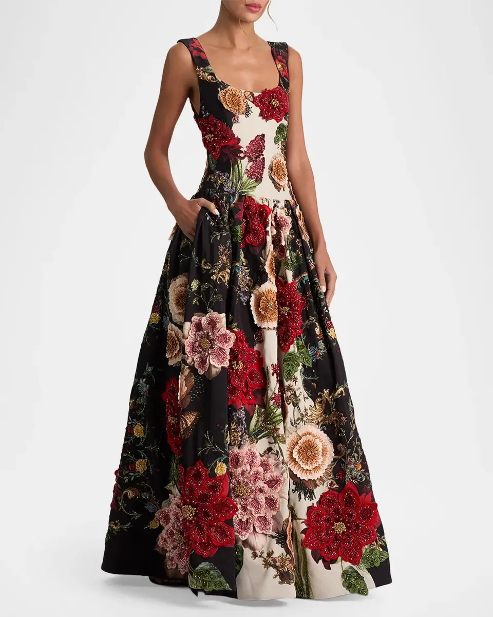 Alice + Olivia Maxine Floral Embellished Gown | Thumbnail 6