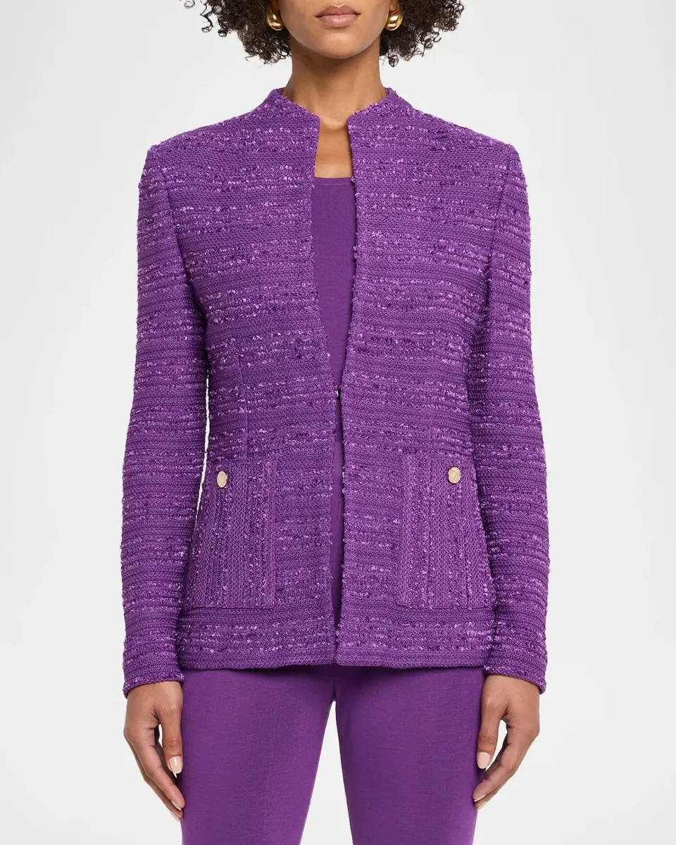 Misook Tailored Tonal Ribbon Knit Jacket | Thumbnail 4 Misook Tailored Tonal Ribbon Knit Jacket | Thumbnail 4