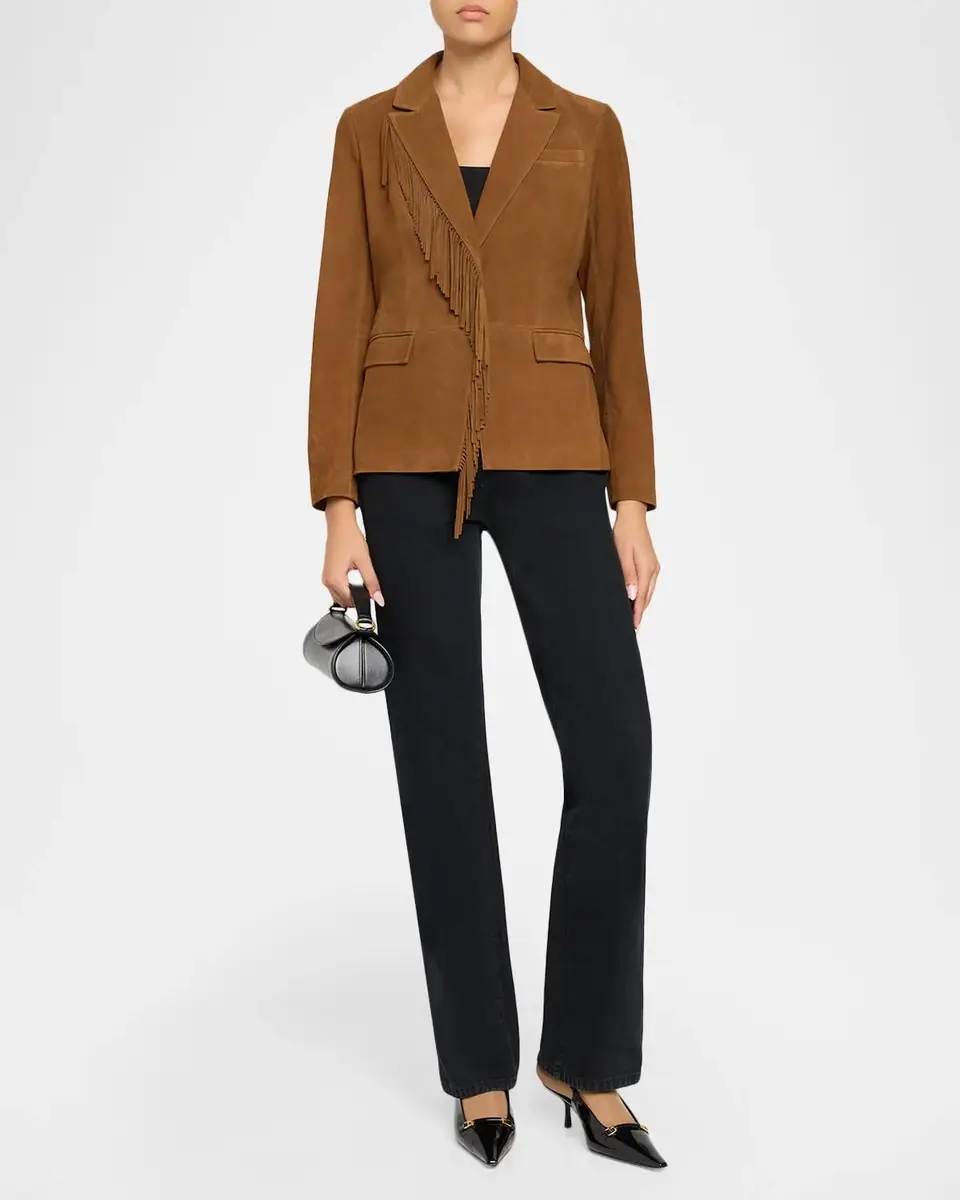Elie Tahari The Adeline Fringe-Trim Suede Jacket | Thumbnail 2 Elie Tahari The Adeline Fringe-Trim Suede Jacket | Thumbnail 2