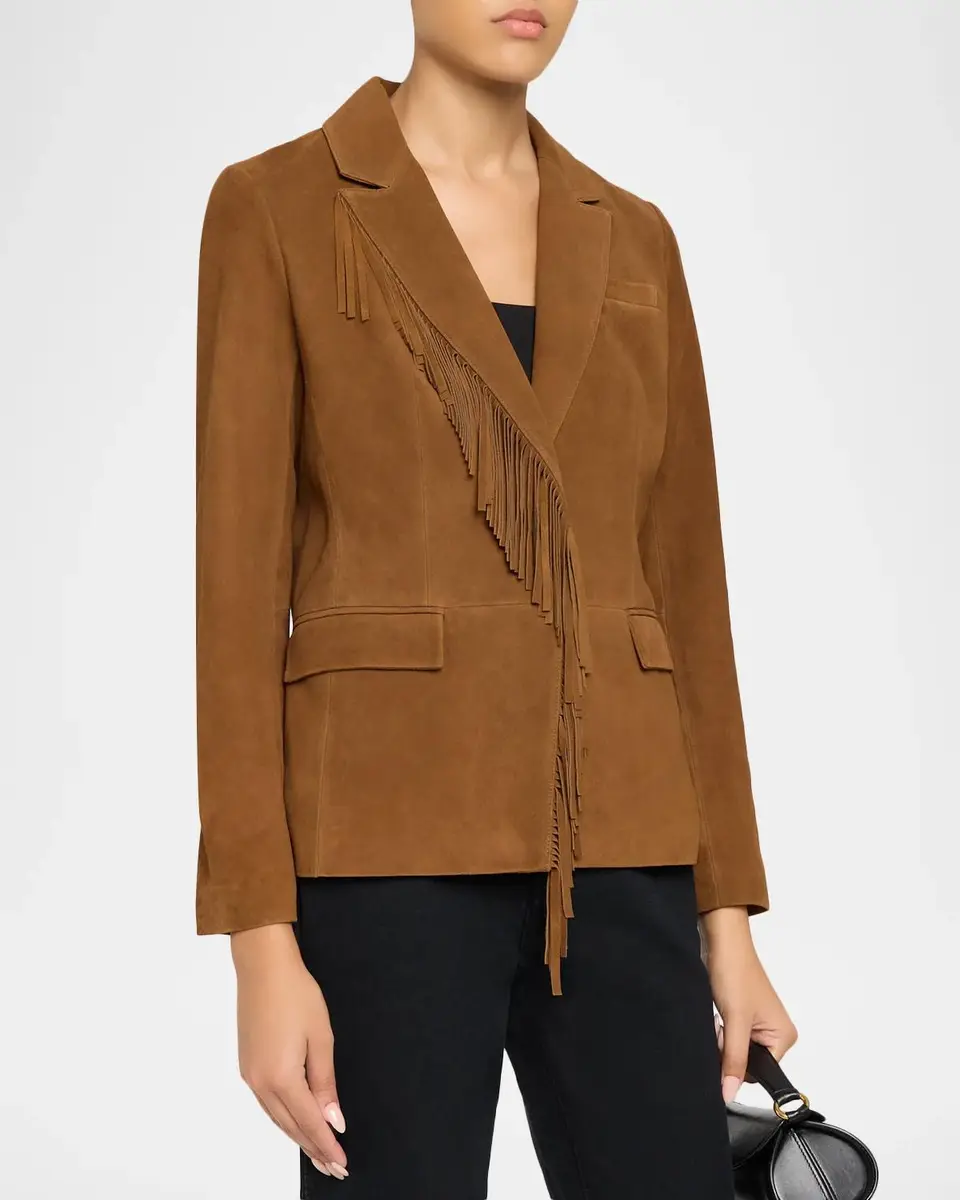 Elie Tahari The Adeline Fringe-Trim Suede Jacket | Thumbnail 4 Elie Tahari The Adeline Fringe-Trim Suede Jacket | Thumbnail 4