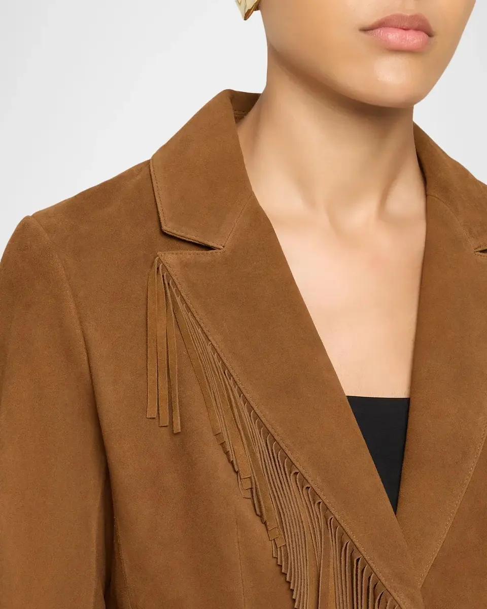 Elie Tahari The Adeline Fringe-Trim Suede Jacket | Thumbnail 5 Elie Tahari The Adeline Fringe-Trim Suede Jacket | Thumbnail 5