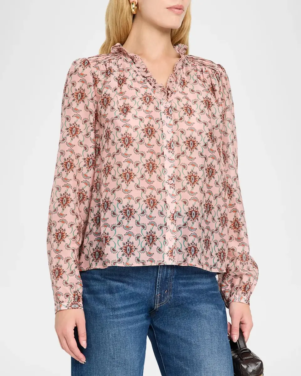 Johnny Was Hanneth Pintuck Floral-Print Blouse | Thumbnail 4 Johnny Was Hanneth Pintuck Floral-Print Blouse | Thumbnail 4