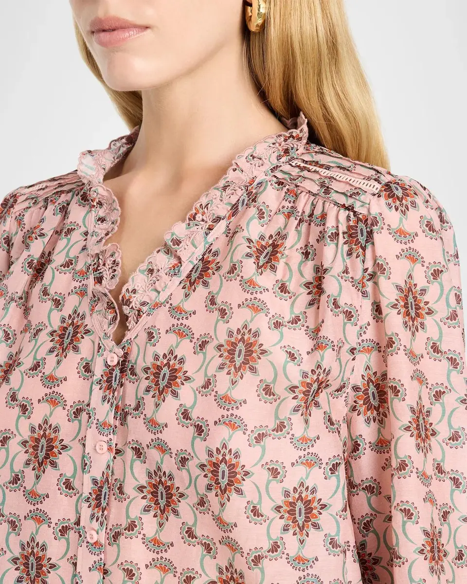 Johnny Was Hanneth Pintuck Floral-Print Blouse | Thumbnail 5 Johnny Was Hanneth Pintuck Floral-Print Blouse | Thumbnail 5