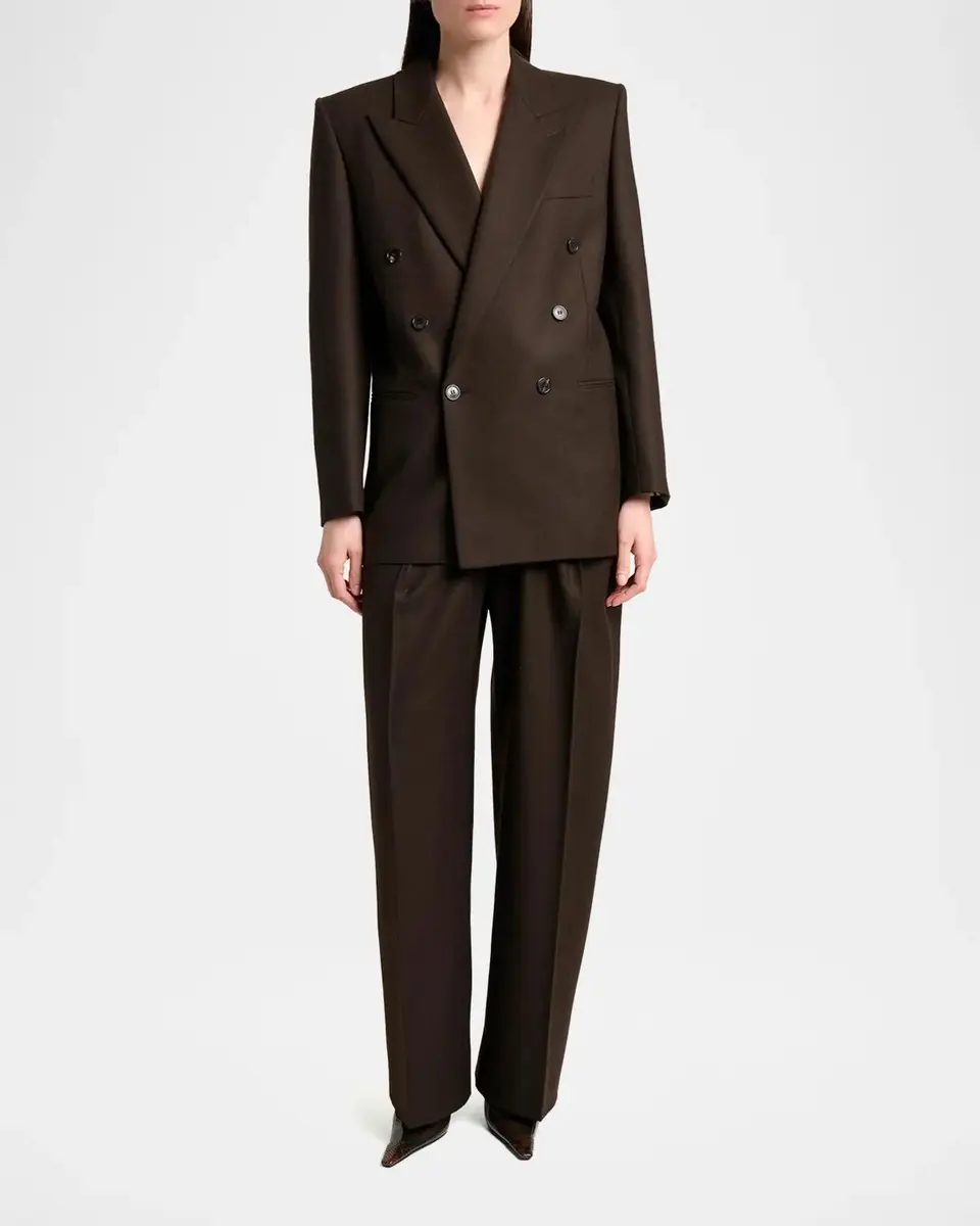 Saint Laurent Brushed Wool-Blend Double-Breasted Blazer Jacket | Thumbnail 2 Saint Laurent Brushed Wool-Blend Double-Breasted Blazer Jacket | Thumbnail 2