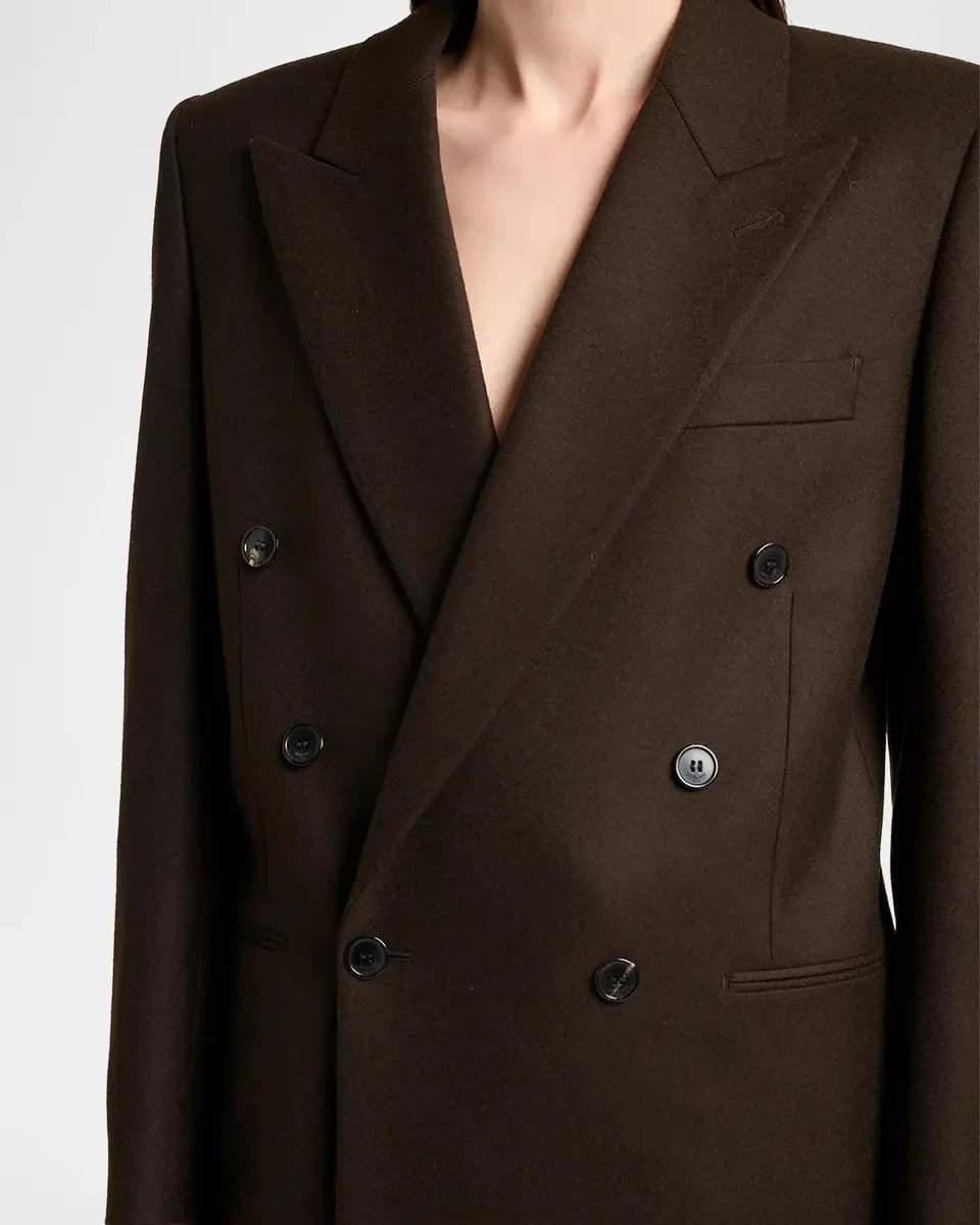 Saint Laurent Brushed Wool-Blend Double-Breasted Blazer Jacket | Thumbnail 5 Saint Laurent Brushed Wool-Blend Double-Breasted Blazer Jacket | Thumbnail 5