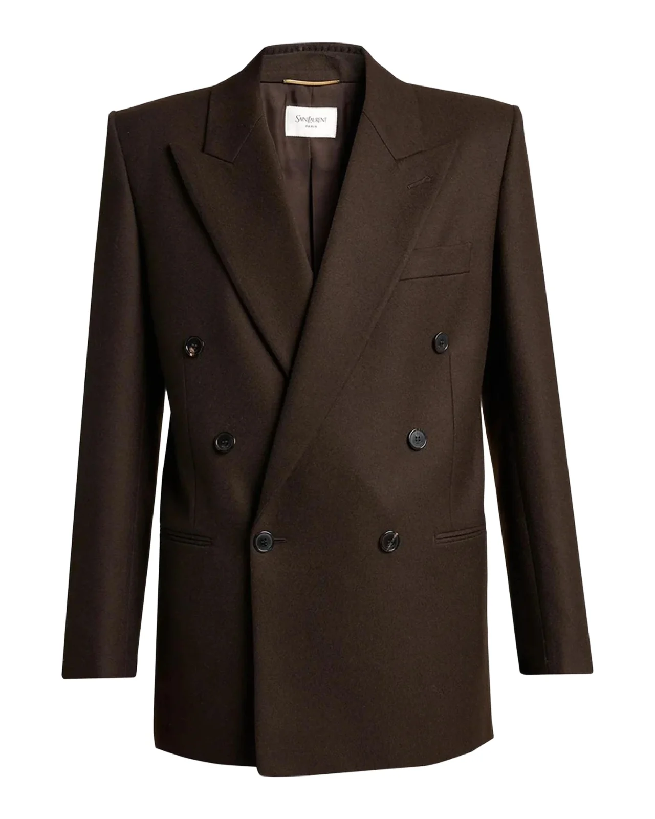 Brushed Wool-Blend Double-Breasted Blazer Jacket Brushed Wool-Blend Double-Breasted Blazer Jacket