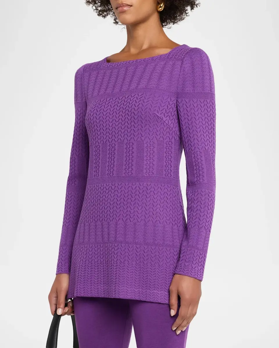 Misook Tonal Multi-Stitch Soft Knit Tunic Top | Thumbnail 4 Misook Tonal Multi-Stitch Soft Knit Tunic Top | Thumbnail 4