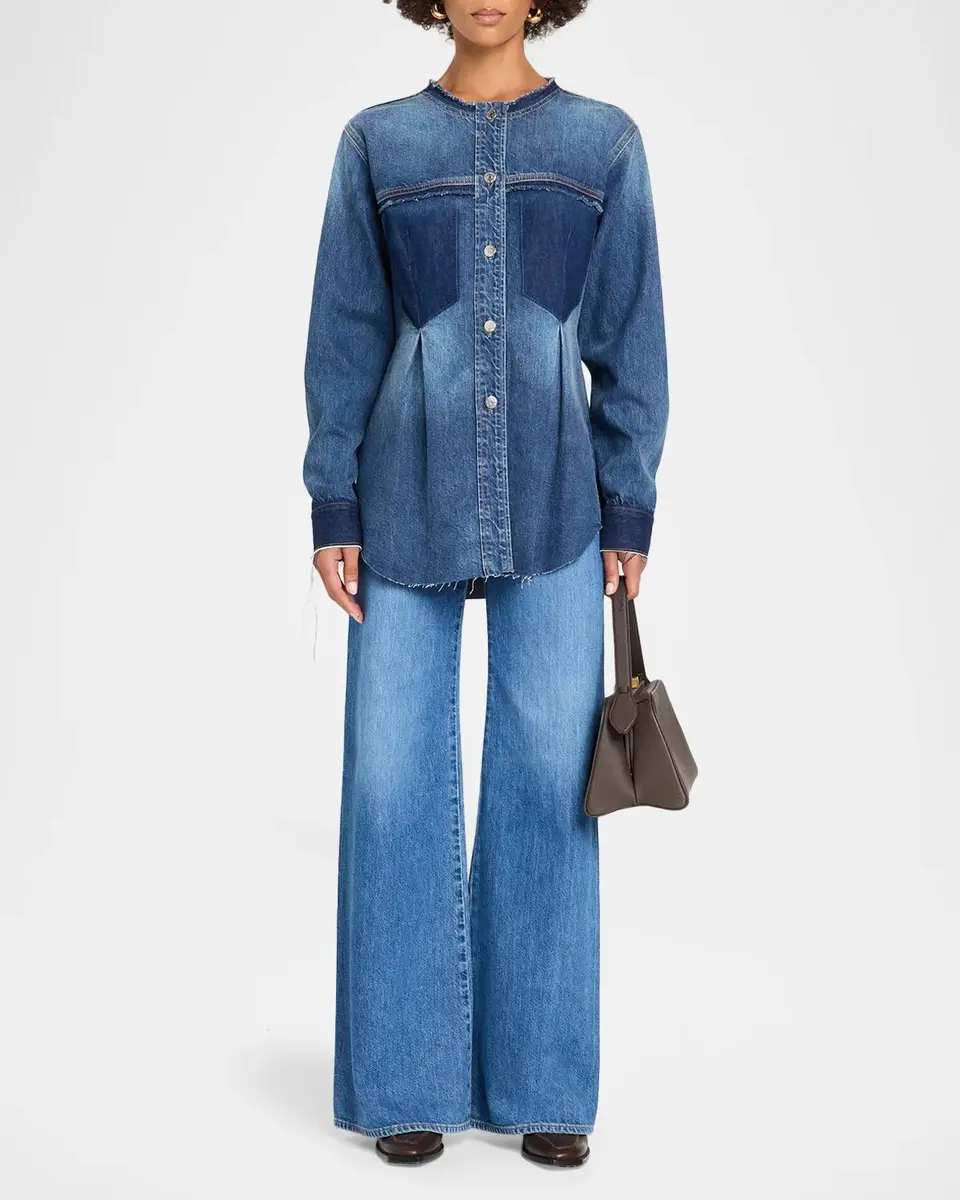 Veronica Beard Weslia Denim Pleated Shacket | Thumbnail 2 Veronica Beard Weslia Denim Pleated Shacket | Thumbnail 2