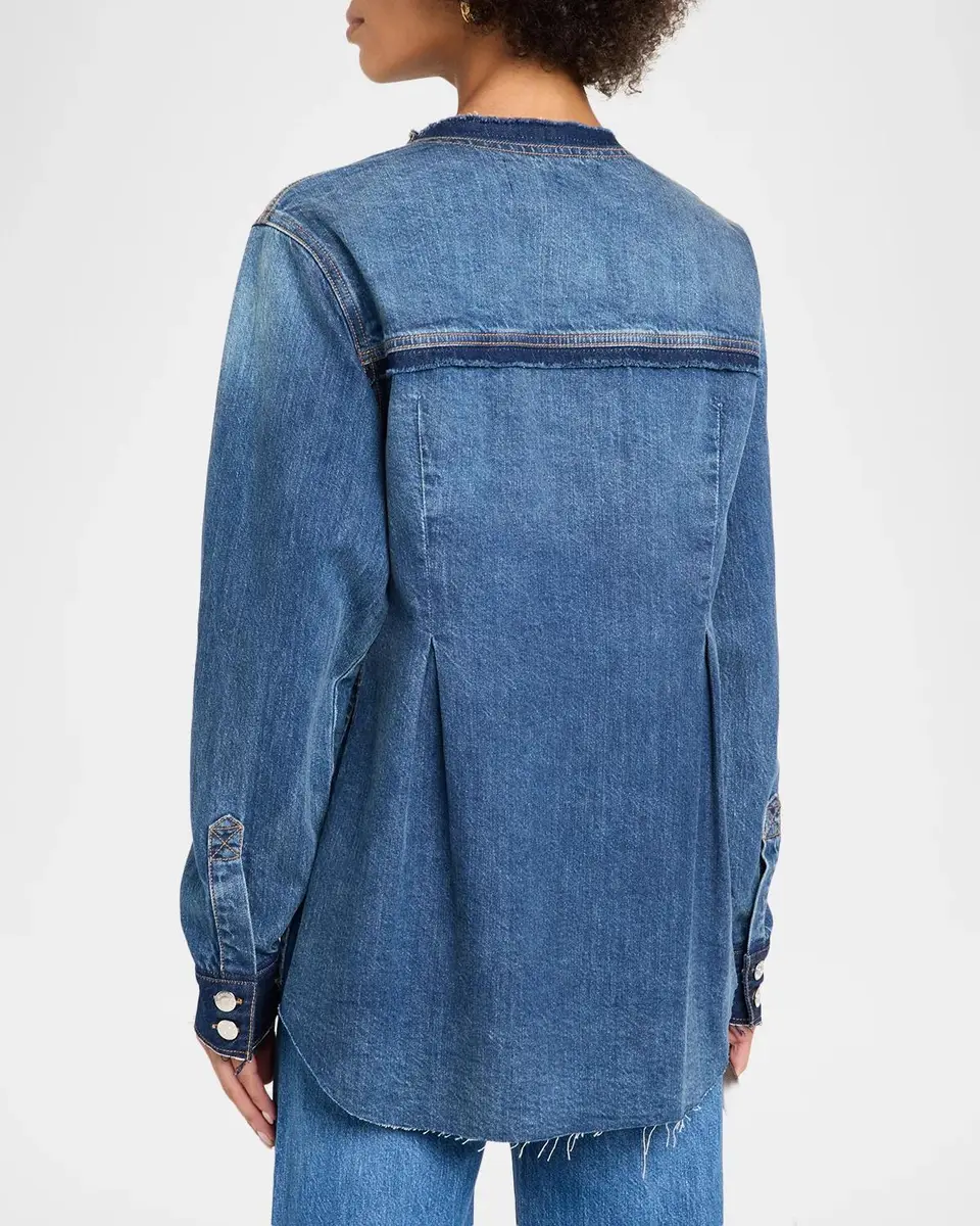 Veronica Beard Weslia Denim Pleated Shacket | Thumbnail 3 Veronica Beard Weslia Denim Pleated Shacket | Thumbnail 3