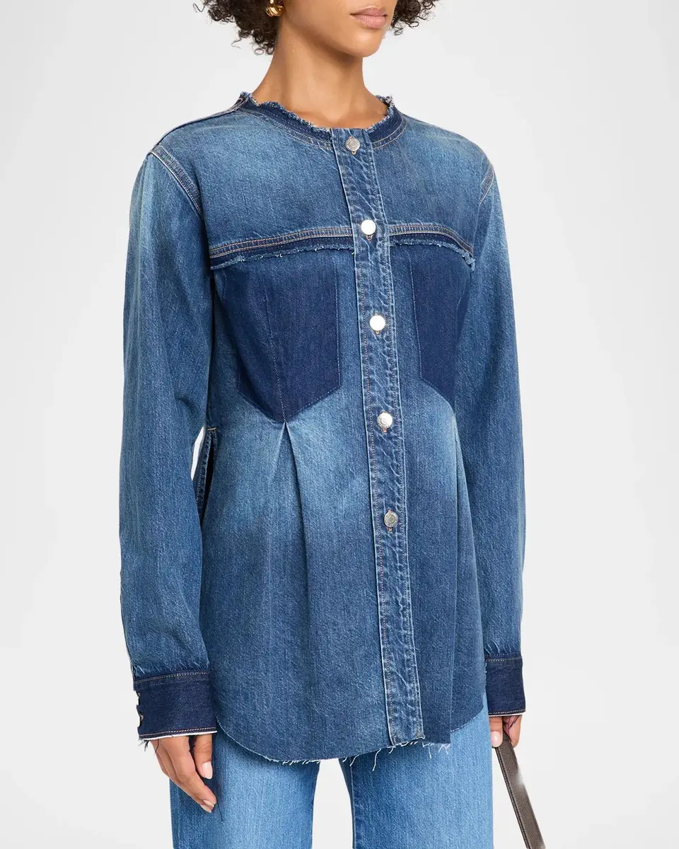 Veronica Beard Weslia Denim Pleated Shacket | Thumbnail 4 Veronica Beard Weslia Denim Pleated Shacket | Thumbnail 4