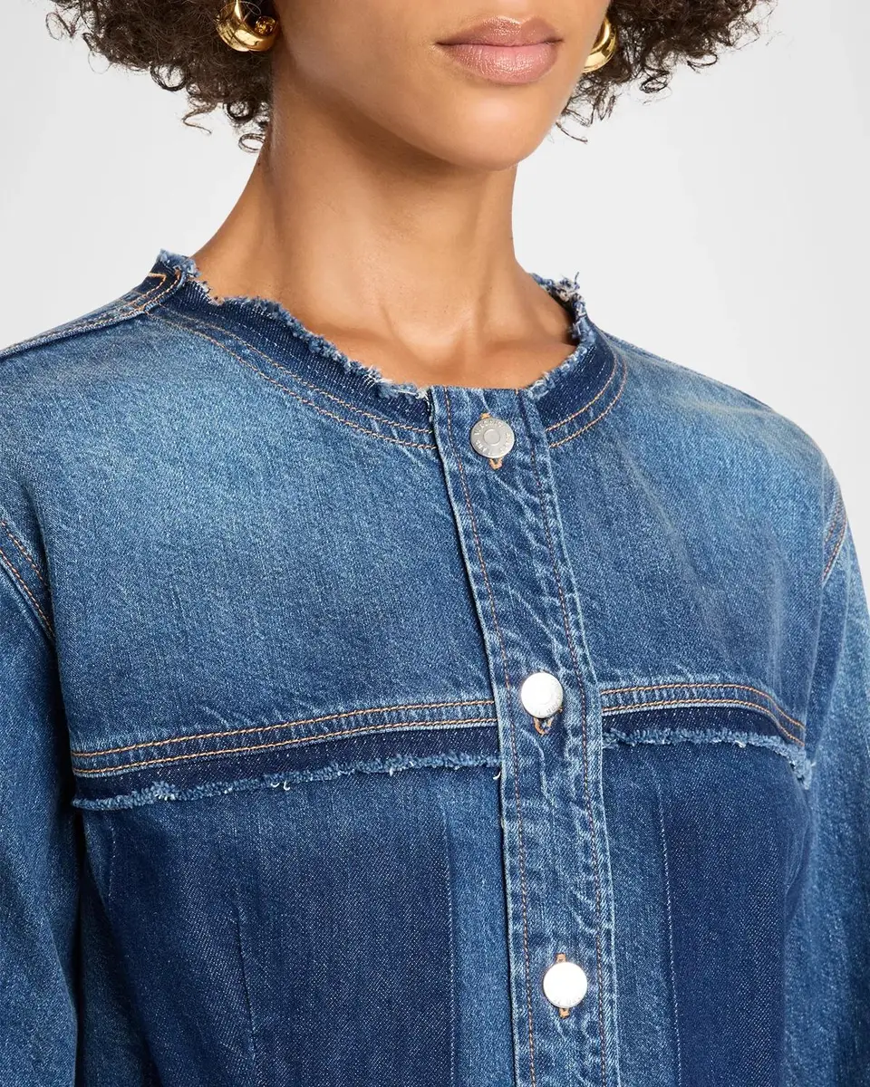 Veronica Beard Weslia Denim Pleated Shacket | Thumbnail 5 Veronica Beard Weslia Denim Pleated Shacket | Thumbnail 5