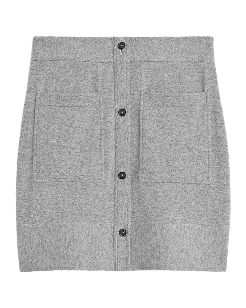 Buttoned Cashmere Mini Skirt