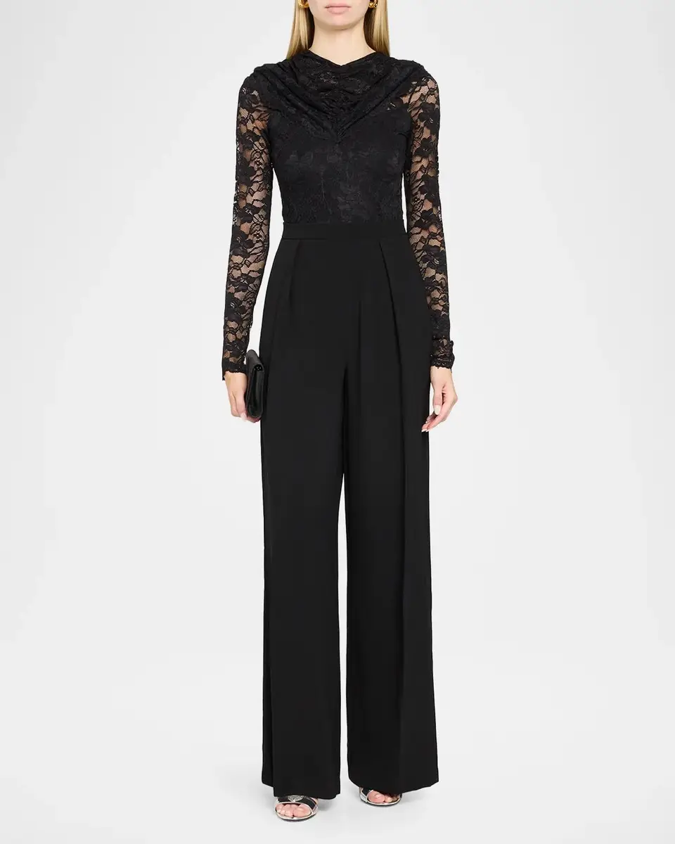 Chiara Boni La Petite Robe Elham Wide-Leg Lace Jumpsuit | Thumbnail 2