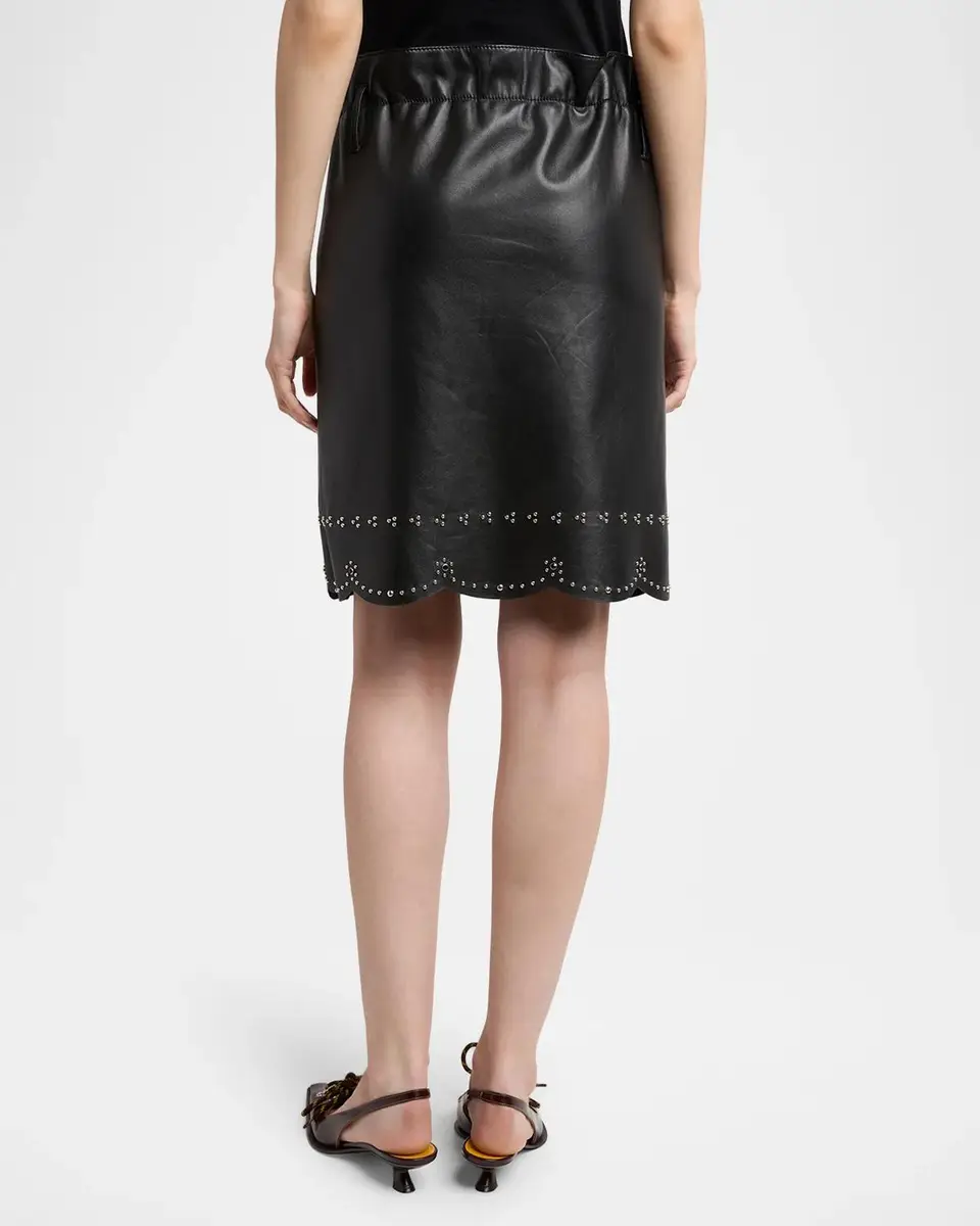 Marni Embellished Leather Button-Front Mini Skirt | Thumbnail 3