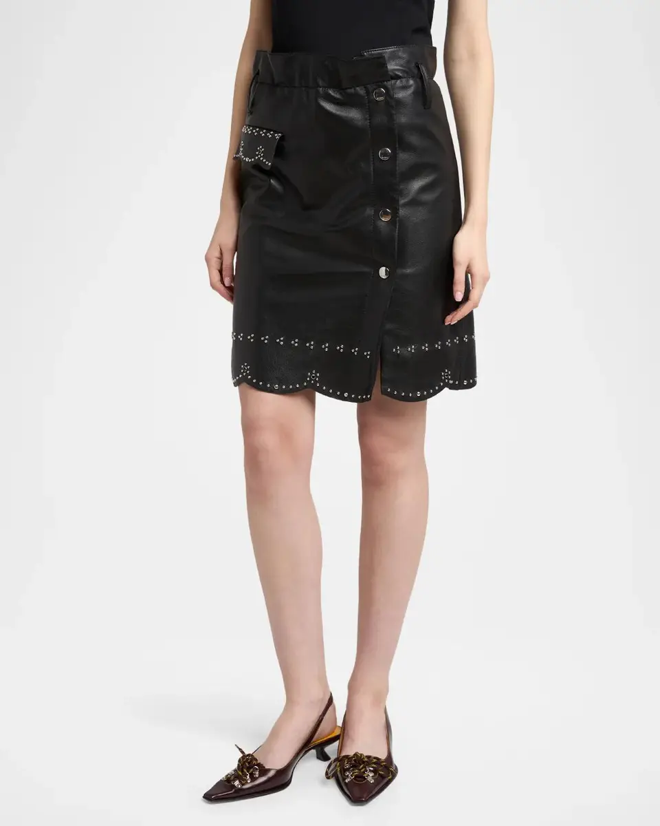 Marni Embellished Leather Button-Front Mini Skirt | Thumbnail 4
