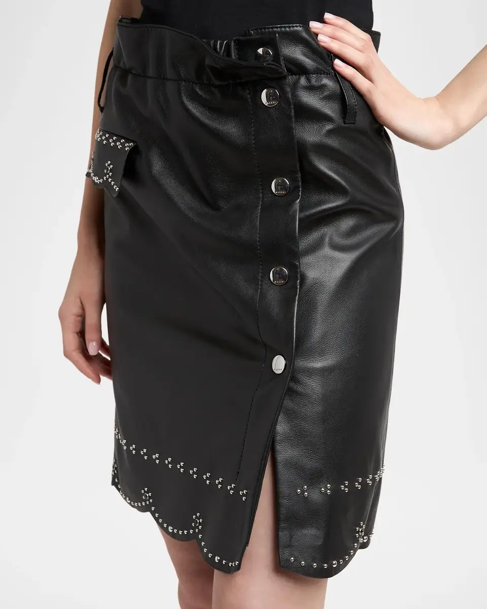 Marni Embellished Leather Button-Front Mini Skirt | Thumbnail 5