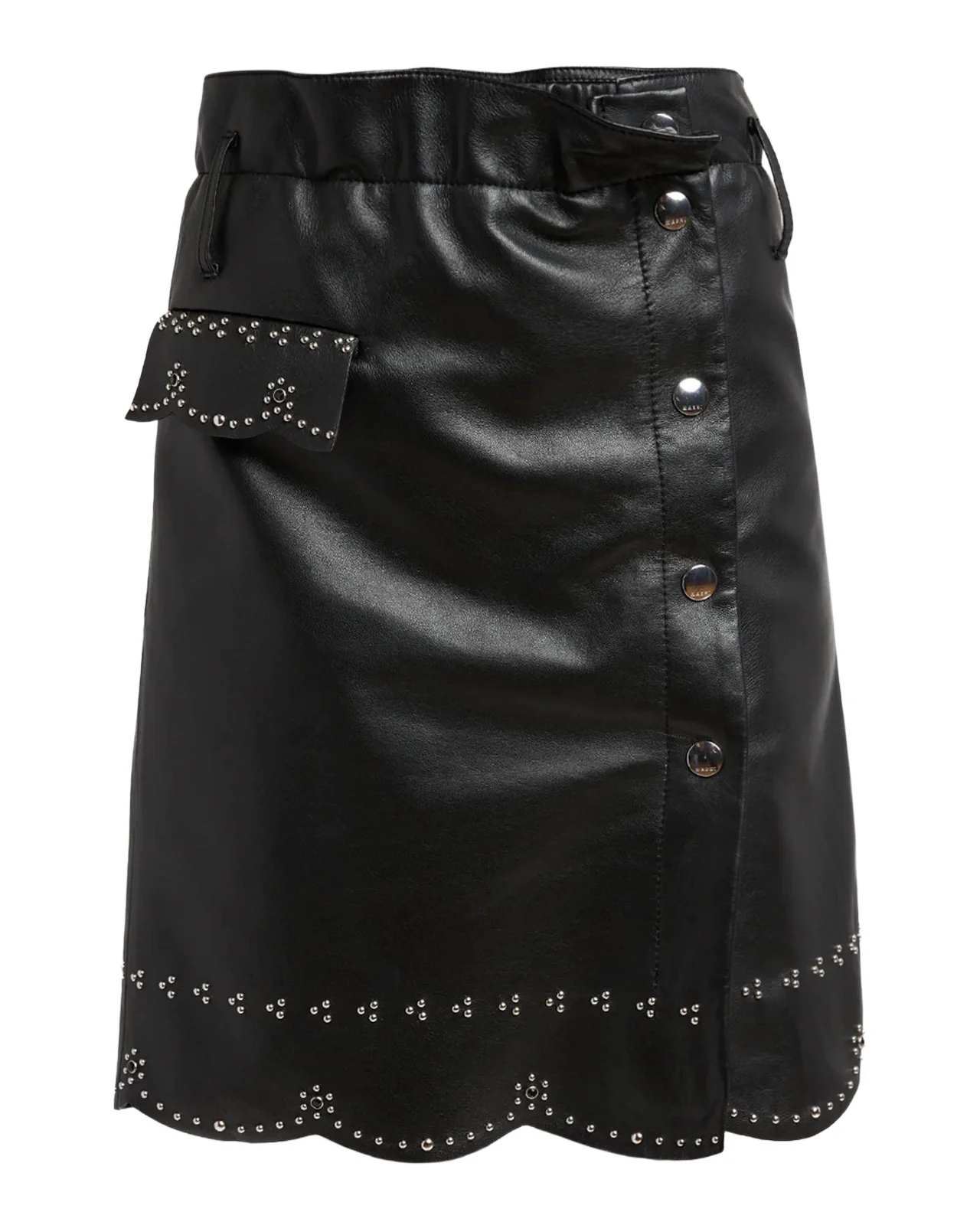Marni Embellished Leather Button-Front Mini Skirt