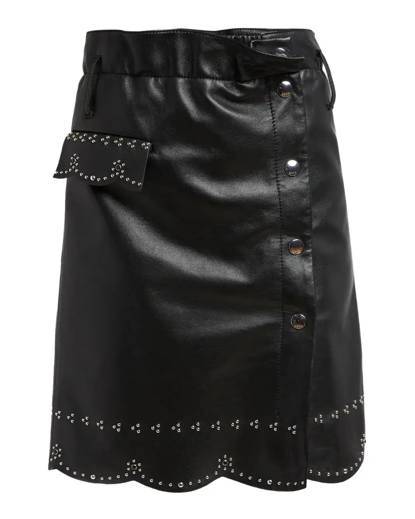 Marni Embellished Leather Button-Front Mini Skirt