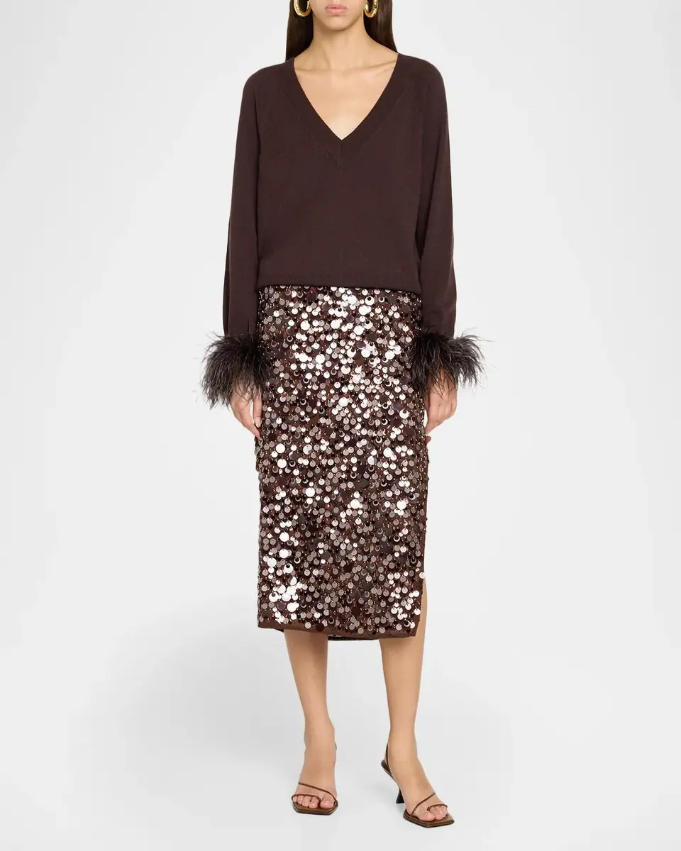 Milly Feather-Trim Wool-Cashmere Sweater | Thumbnail 2 Milly Feather-Trim Wool-Cashmere Sweater | Thumbnail 2