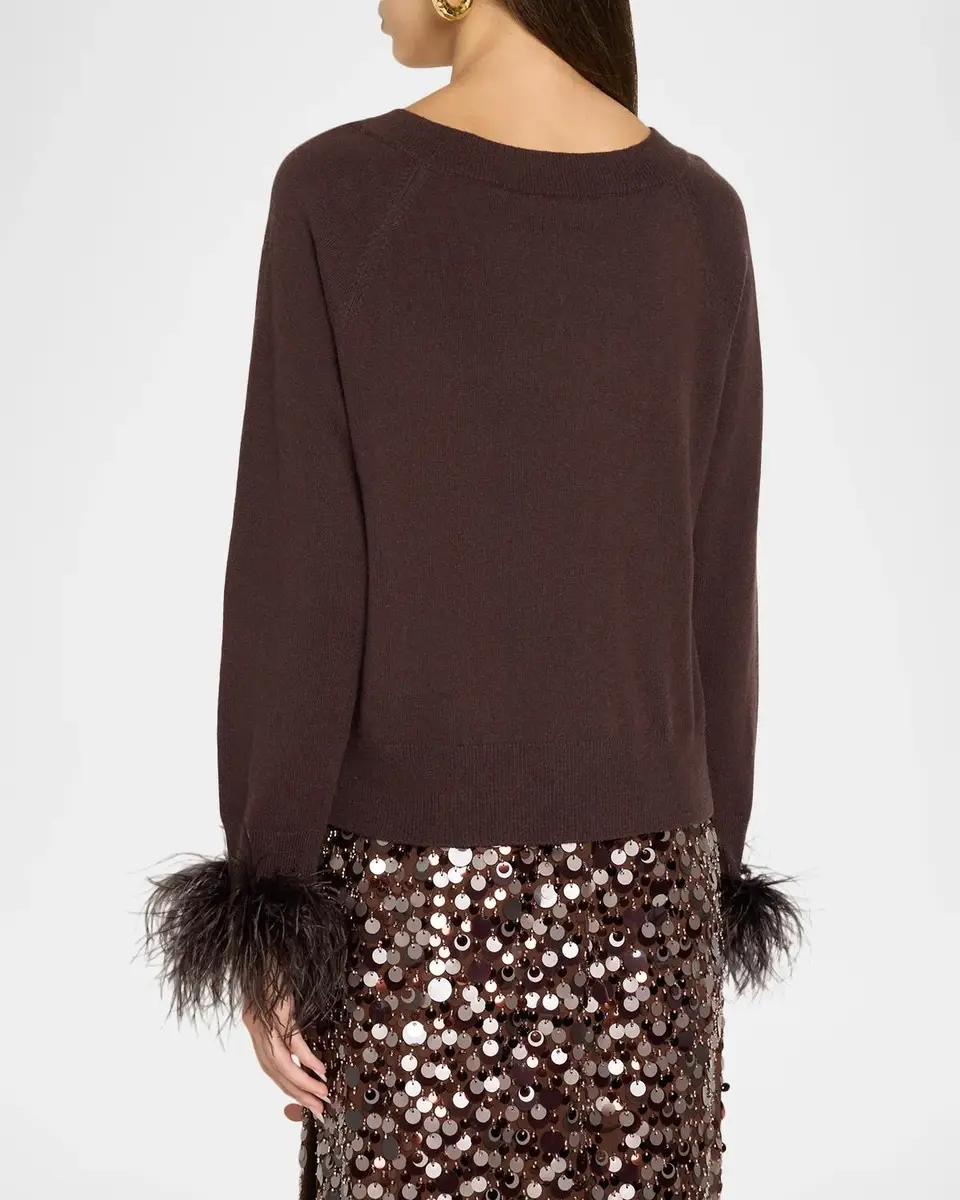 Milly Feather-Trim Wool-Cashmere Sweater | Thumbnail 3 Milly Feather-Trim Wool-Cashmere Sweater | Thumbnail 3