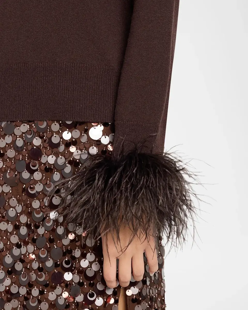 Milly Feather-Trim Wool-Cashmere Sweater | Thumbnail 5 Milly Feather-Trim Wool-Cashmere Sweater | Thumbnail 5
