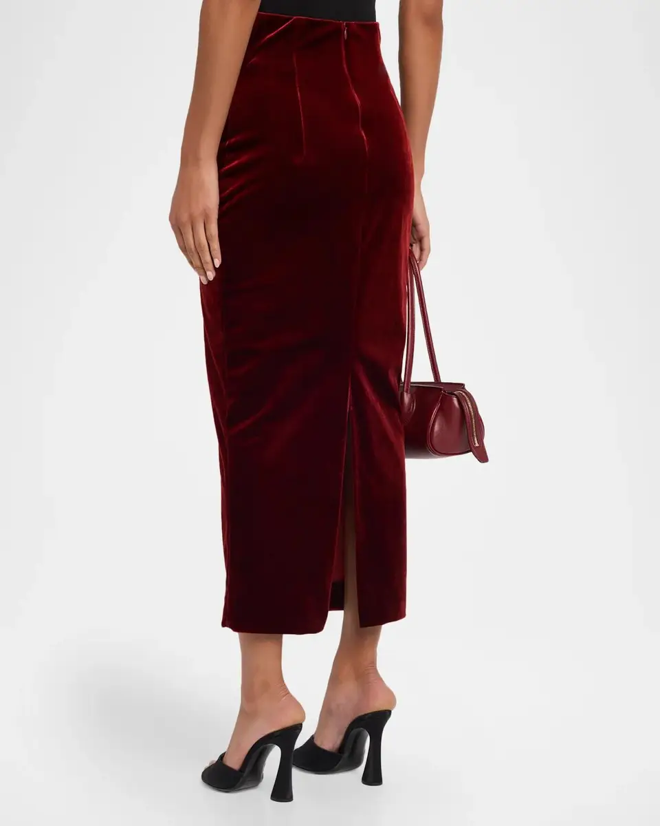 Alberta Ferretti Velvet Fitted Midi Skirt | Thumbnail 3 Alberta Ferretti Velvet Fitted Midi Skirt | Thumbnail 3
