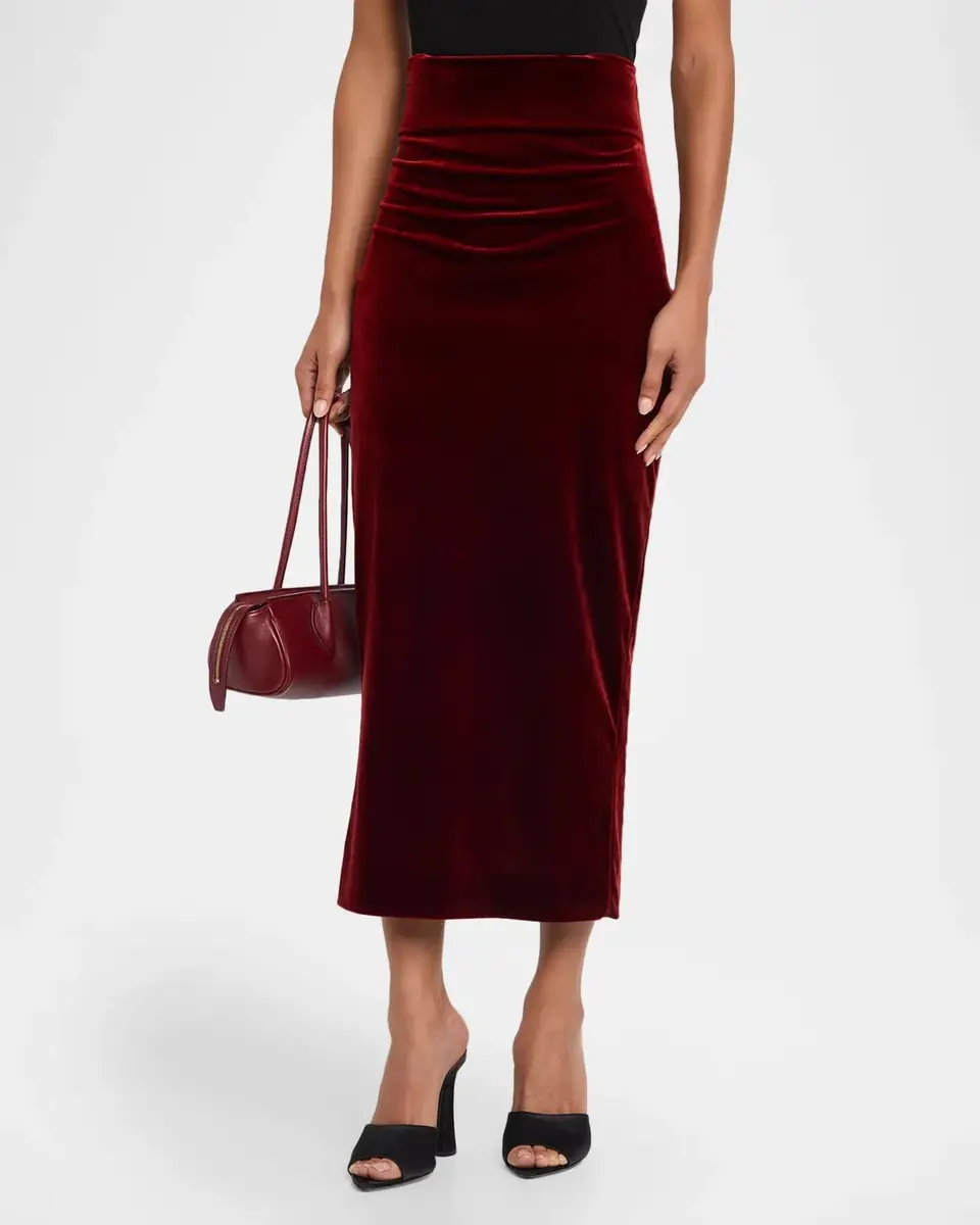 Alberta Ferretti Velvet Fitted Midi Skirt | Thumbnail 4 Alberta Ferretti Velvet Fitted Midi Skirt | Thumbnail 4