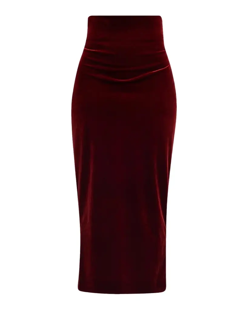 Alberta Ferretti Velvet Fitted Midi Skirt