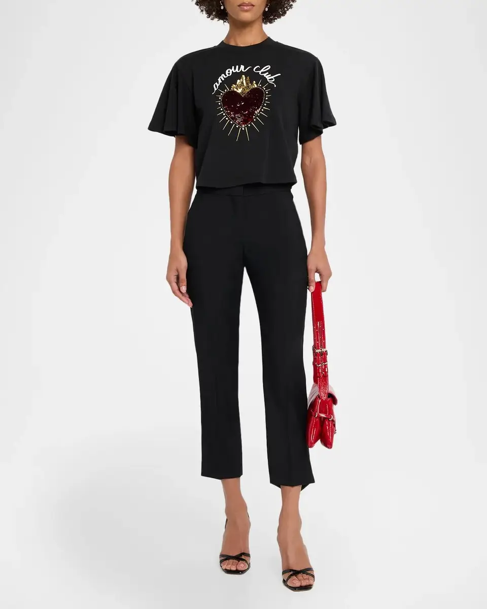 Cinq à Sept Orsa Embellished Graphic Crop Top | Thumbnail 2