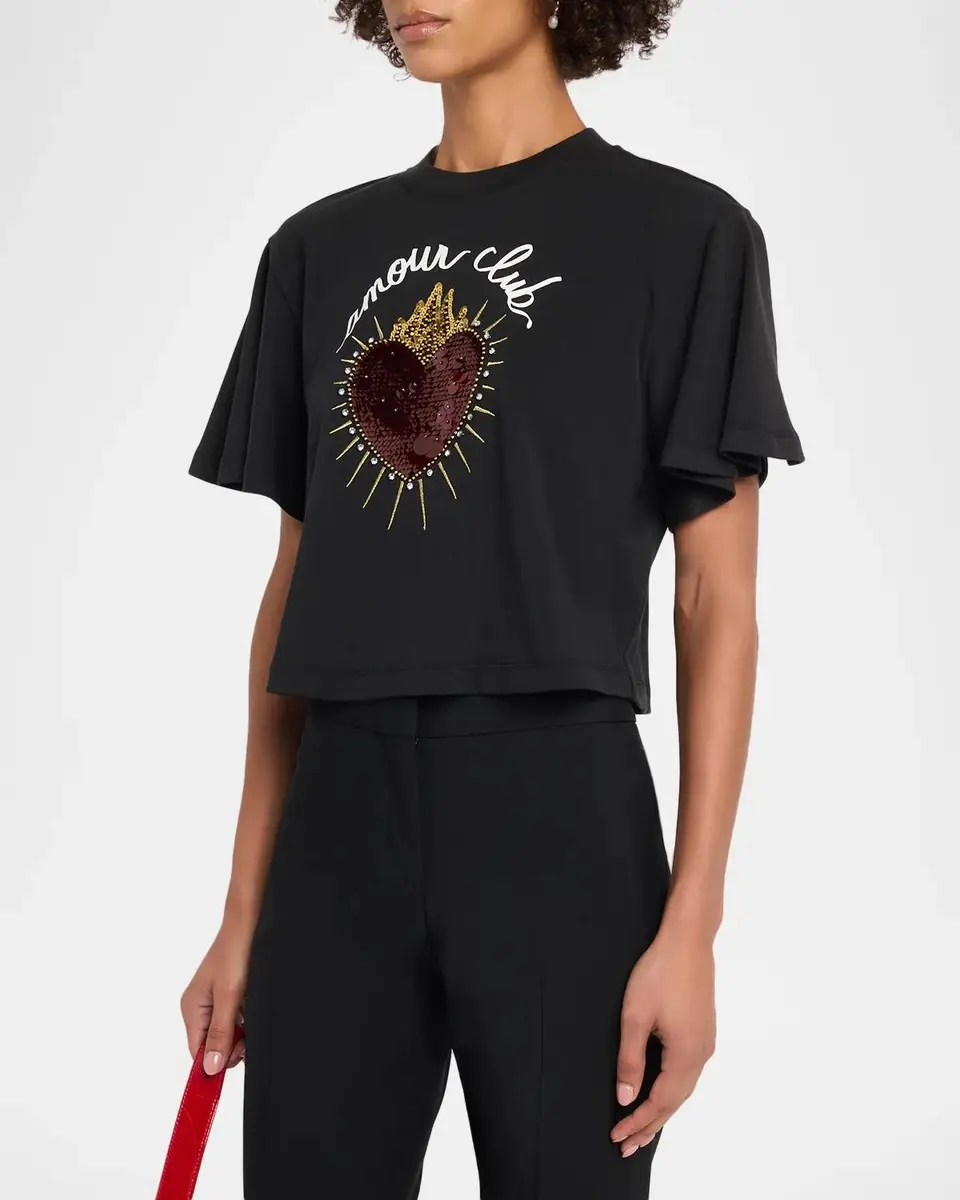 Cinq à Sept Orsa Embellished Graphic Crop Top | Thumbnail 4