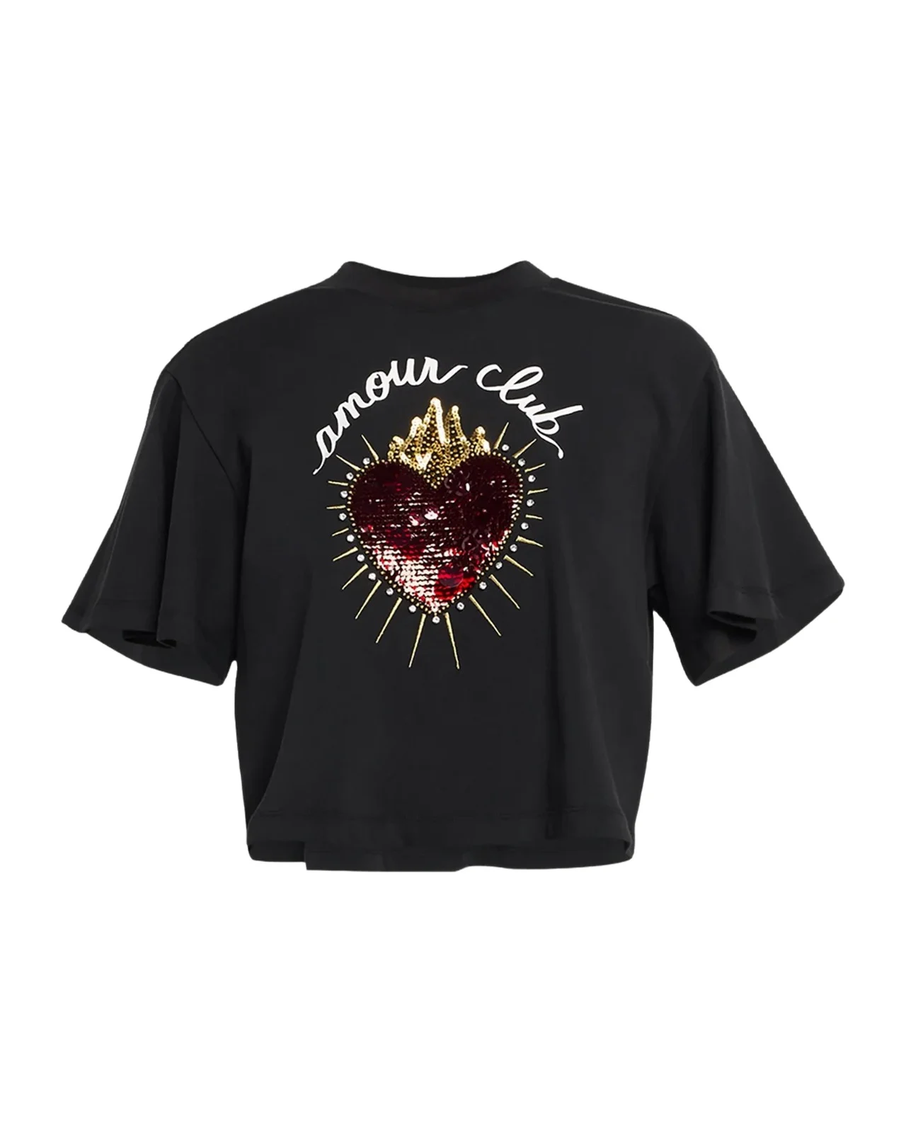 Orsa Embellished Graphic Crop Top