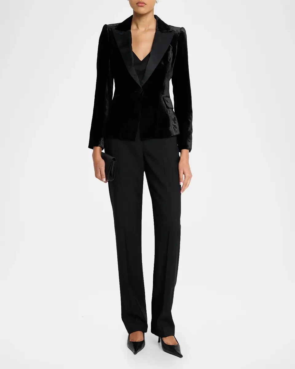L'Agence Philippa Strong-Shoulder Tuxedo Blazer | Thumbnail 2 L'Agence Philippa Strong-Shoulder Tuxedo Blazer | Thumbnail 2