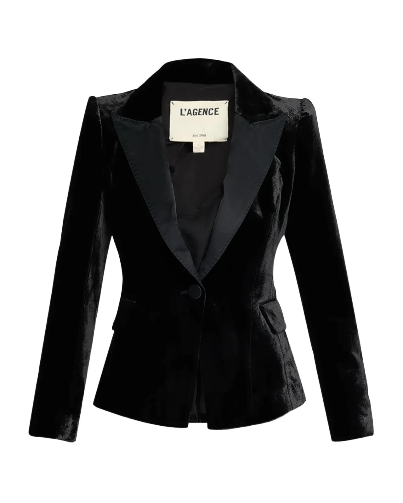 L'Agence Philippa Strong-Shoulder Tuxedo Blazer
