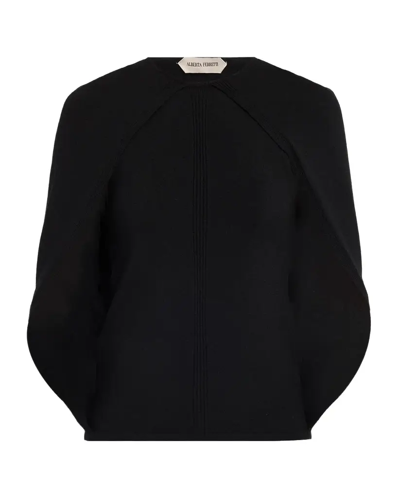Alberta Ferretti Wool Knit Cape Sweater