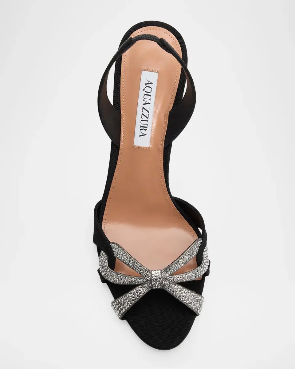 Aquazzura 85mm Ribbon Kiss Embellished Satin Slingback Sandals | Thumbnail 6
