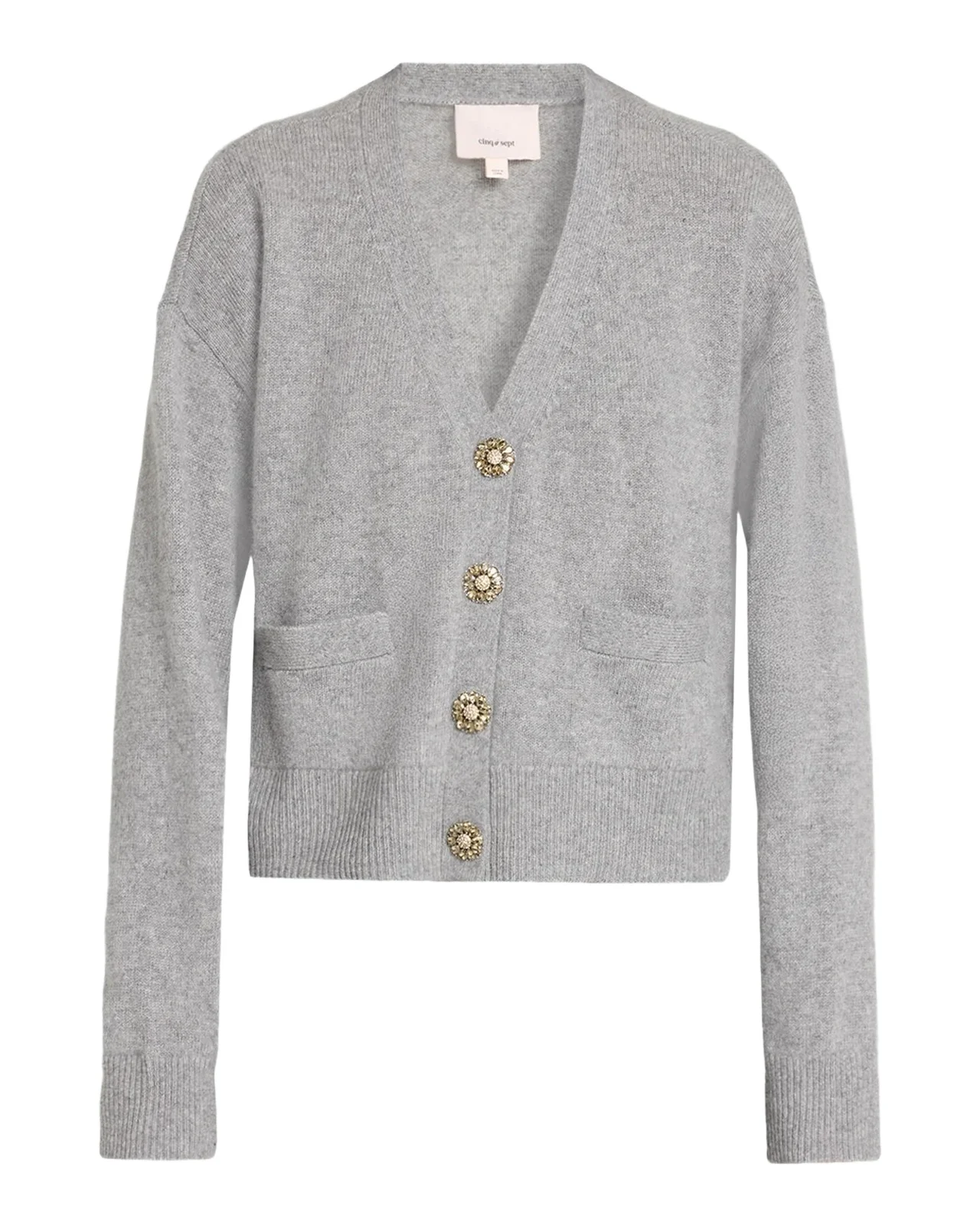 Rhinestone Button-Front Cashmere Cardigan Rhinestone Button-Front Cashmere Cardigan