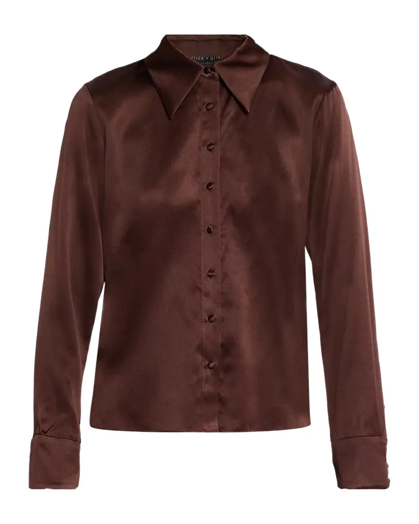 Alice + Olivia Willa 70s Collar Silk Blouse