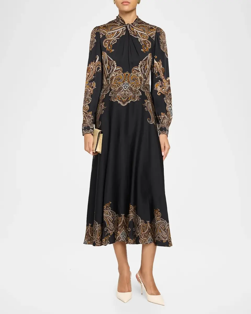 Cara Cara Vida Mock-Neck Medallion-Print Feather-Trim Mini Dress | Thumbnail 2 Cara Cara Vida Mock-Neck Medallion-Print Feather-Trim Mini Dress | Thumbnail 2