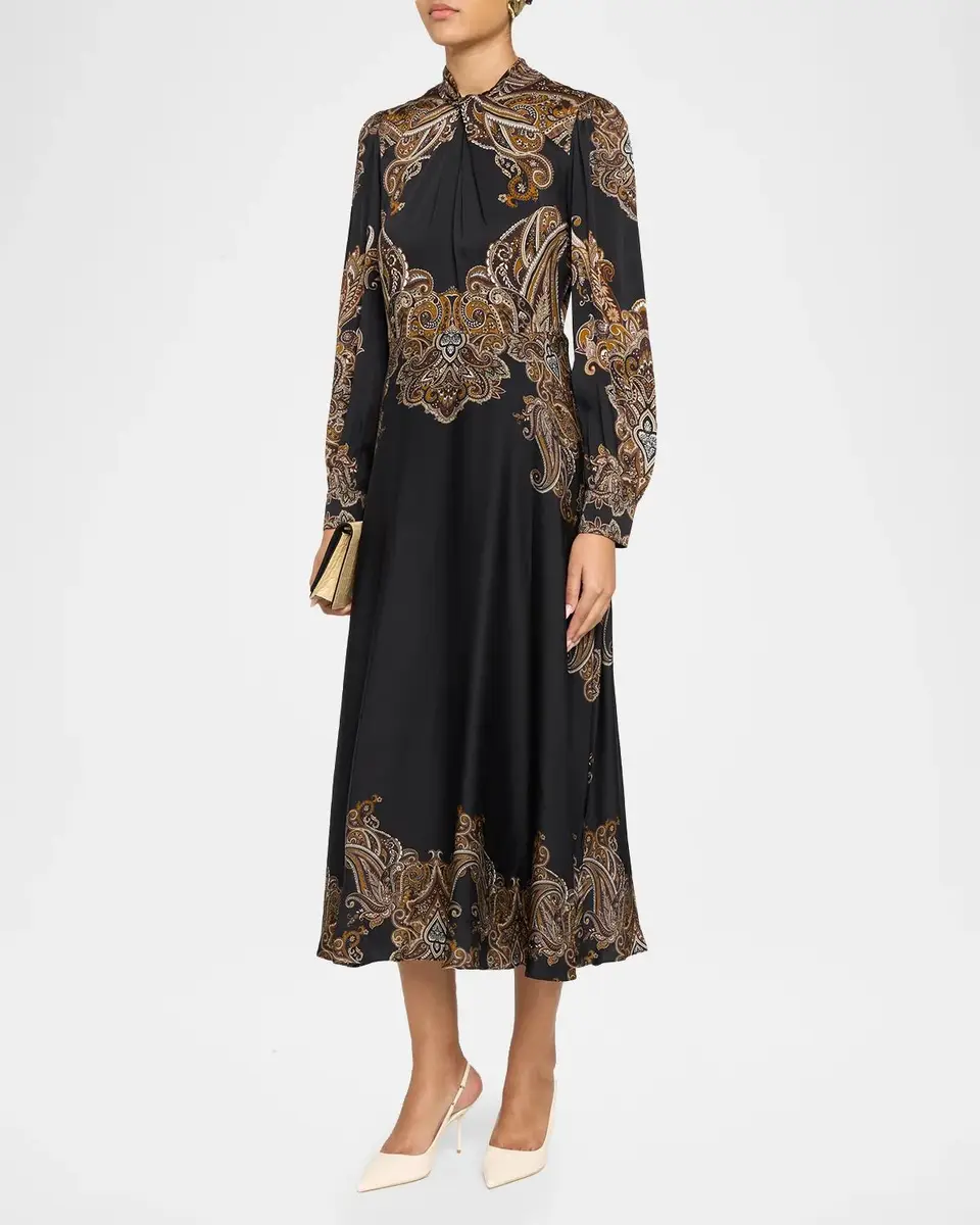 Cara Cara Vida Mock-Neck Medallion-Print Feather-Trim Mini Dress | Thumbnail 4 Cara Cara Vida Mock-Neck Medallion-Print Feather-Trim Mini Dress | Thumbnail 4