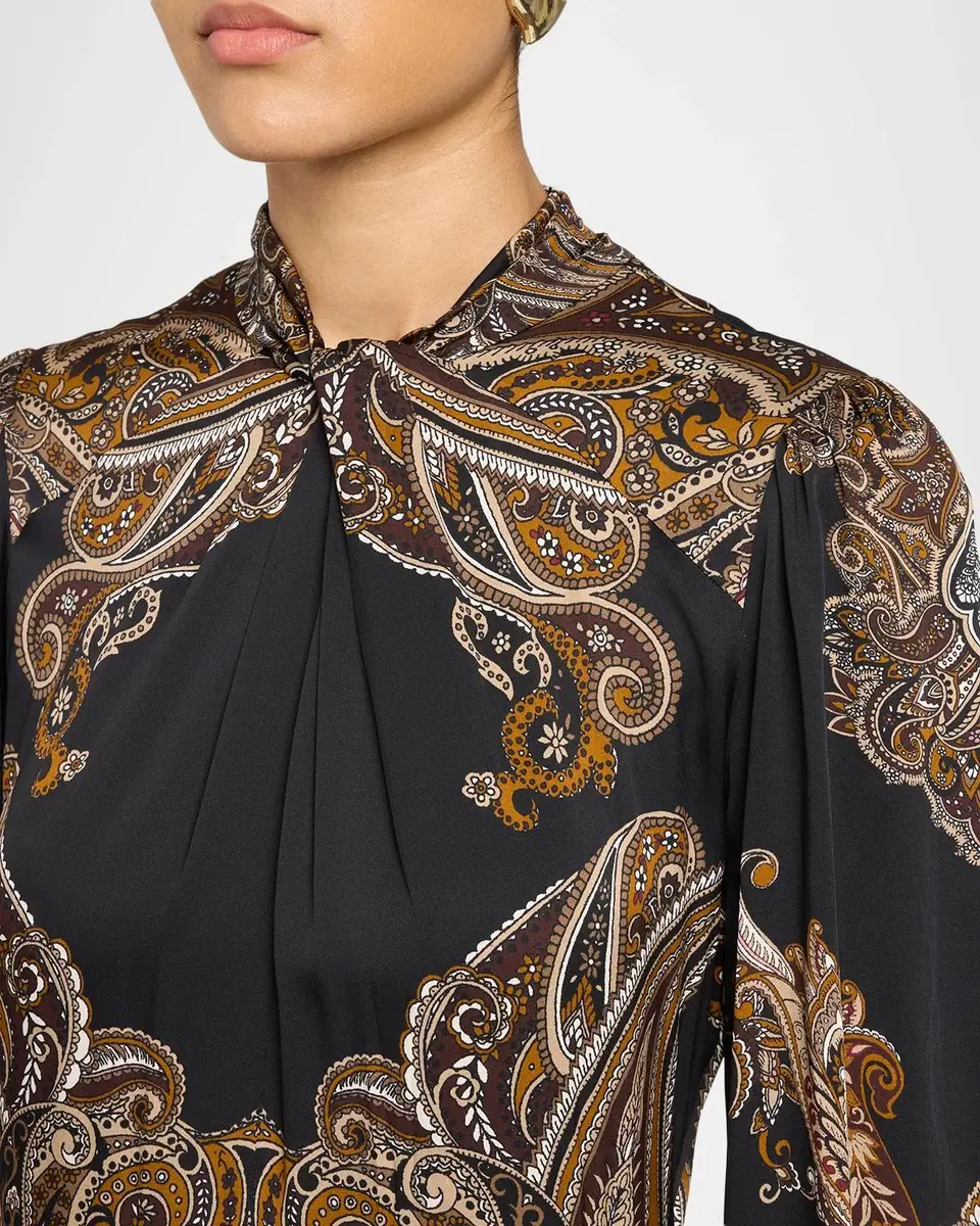 Cara Cara Vida Mock-Neck Medallion-Print Feather-Trim Mini Dress | Thumbnail 5 Cara Cara Vida Mock-Neck Medallion-Print Feather-Trim Mini Dress | Thumbnail 5