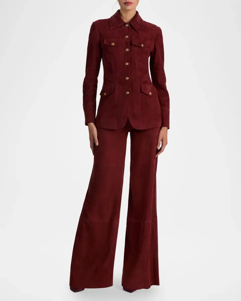 Alice + Olivia Dorothie Suede Single-Breasted Blazer | Thumbnail 2