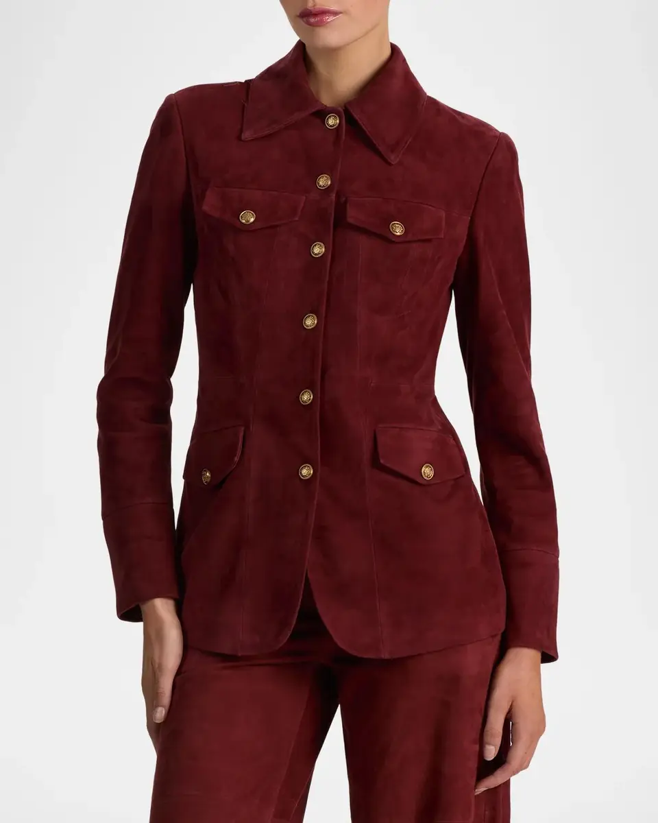 Alice + Olivia Dorothie Suede Single-Breasted Blazer | Thumbnail 4