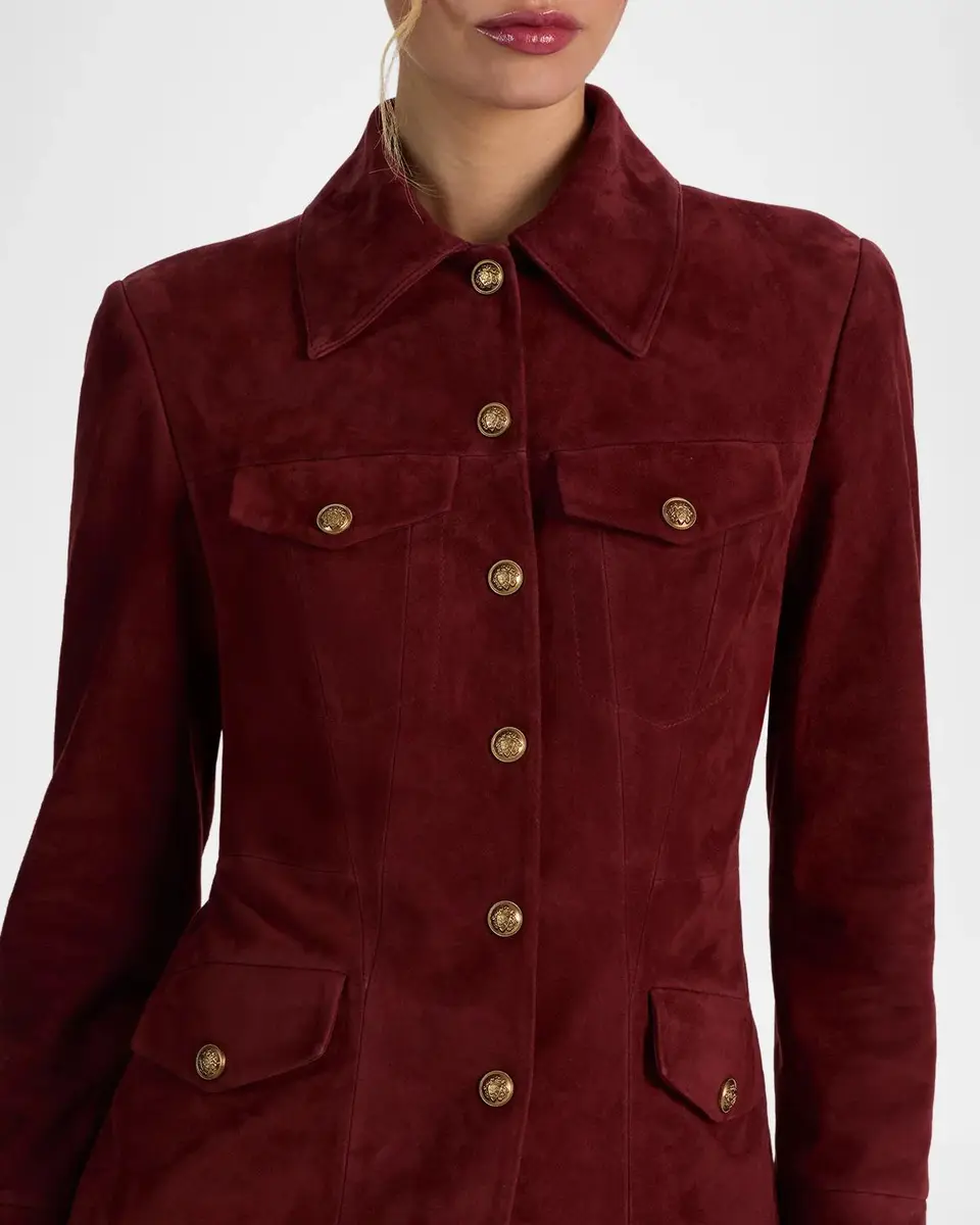 Alice + Olivia Dorothie Suede Single-Breasted Blazer | Thumbnail 5