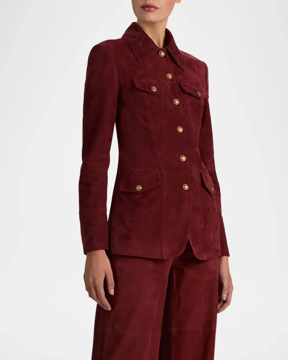 Alice + Olivia Dorothie Suede Single-Breasted Blazer | Thumbnail 6