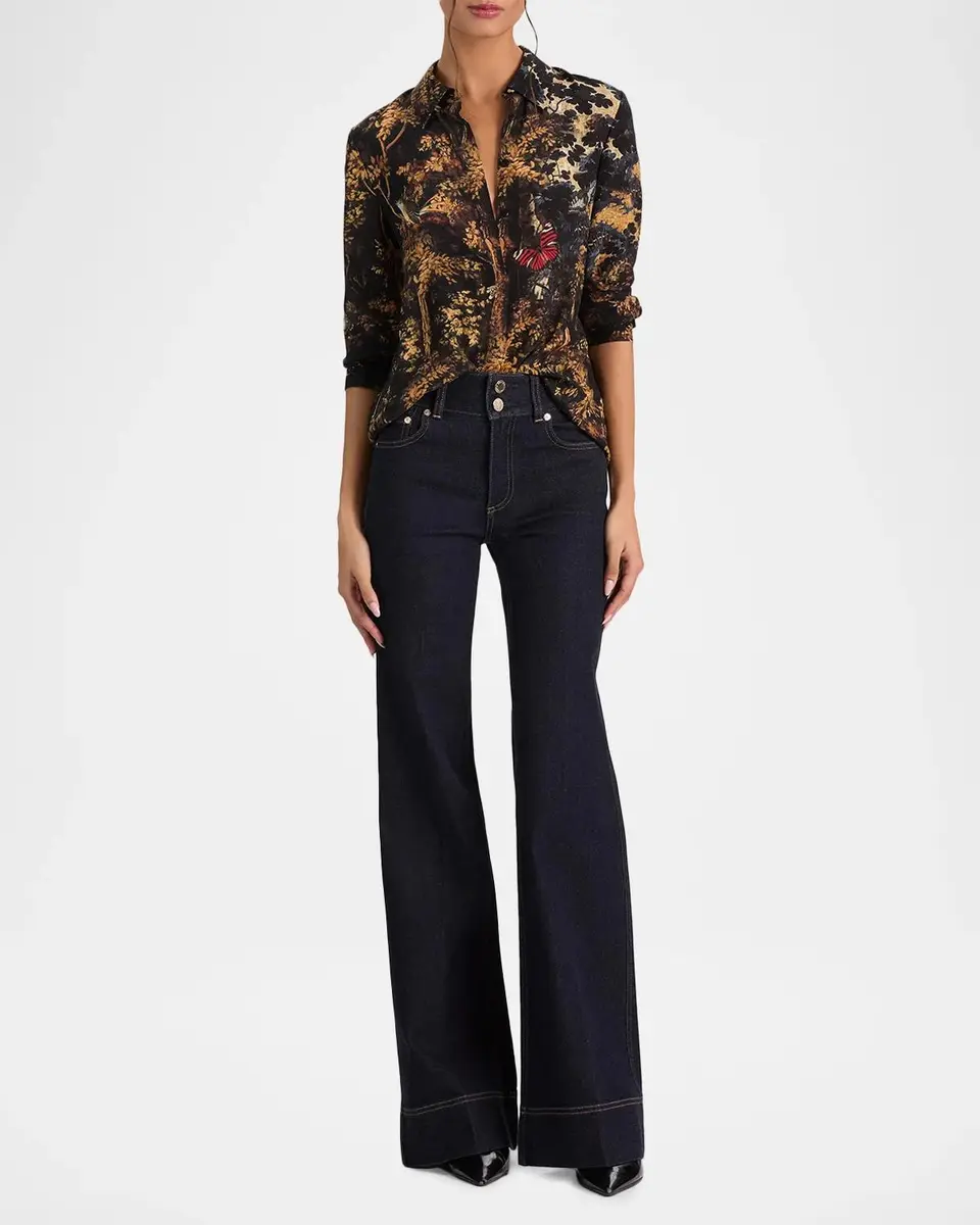 Alice + Olivia Willa Silk Placket Top | Thumbnail 2
