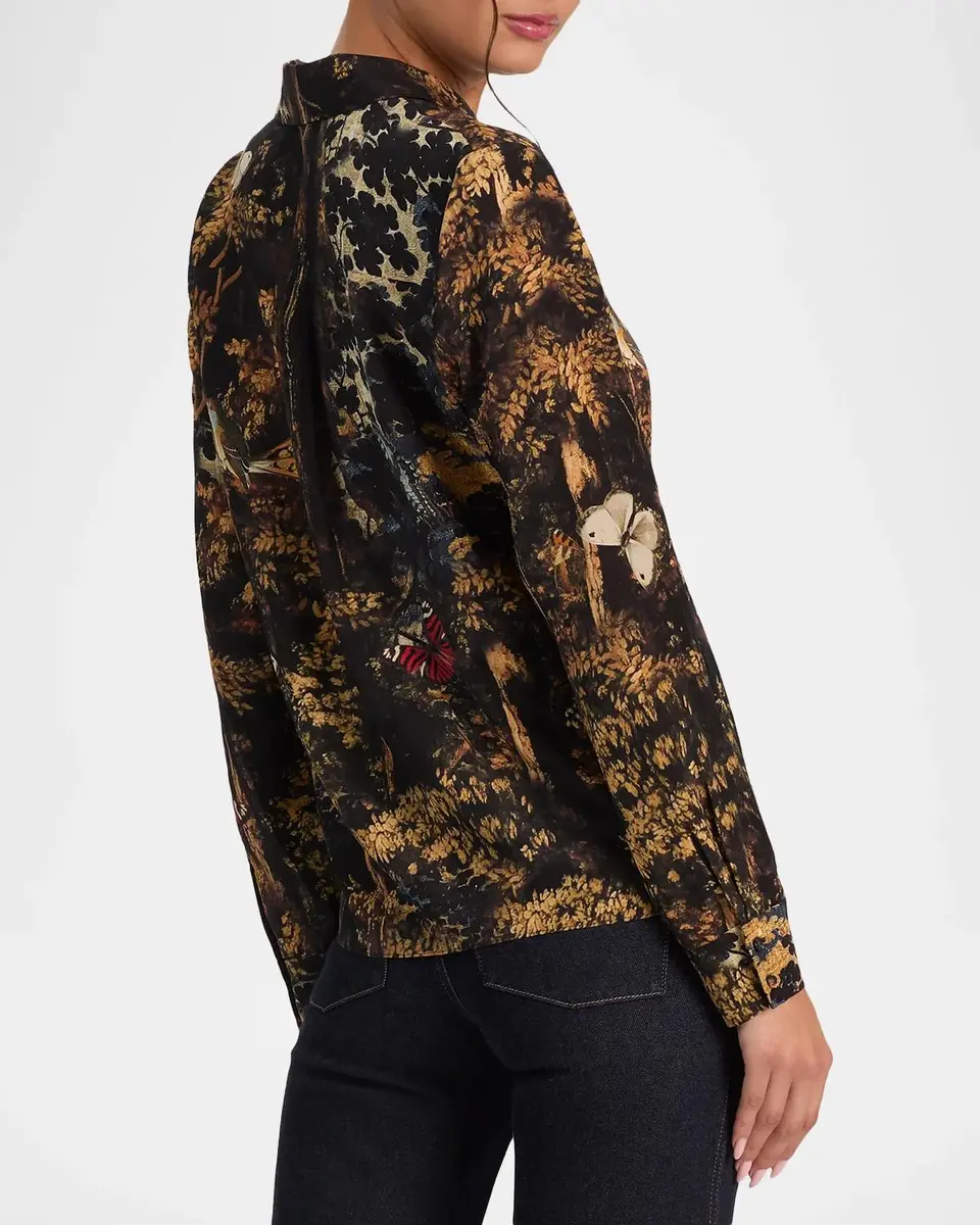 Alice + Olivia Willa Silk Placket Top | Thumbnail 3