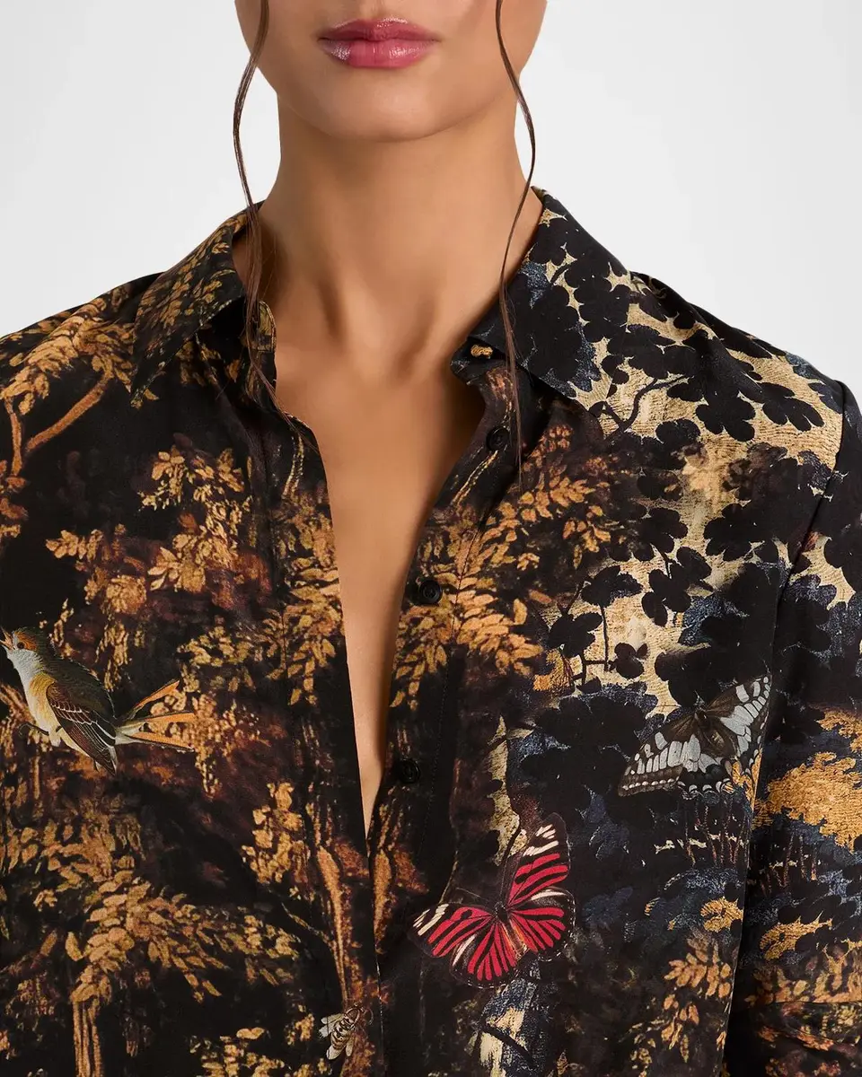 Alice + Olivia Willa Silk Placket Top | Thumbnail 5