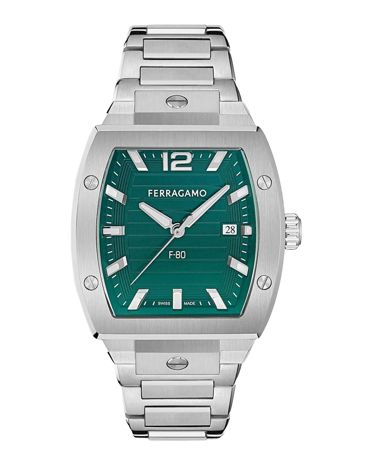 Ferragamo Men's F-80 Tonneau Stainless Steel Bracelet Watch/42MM