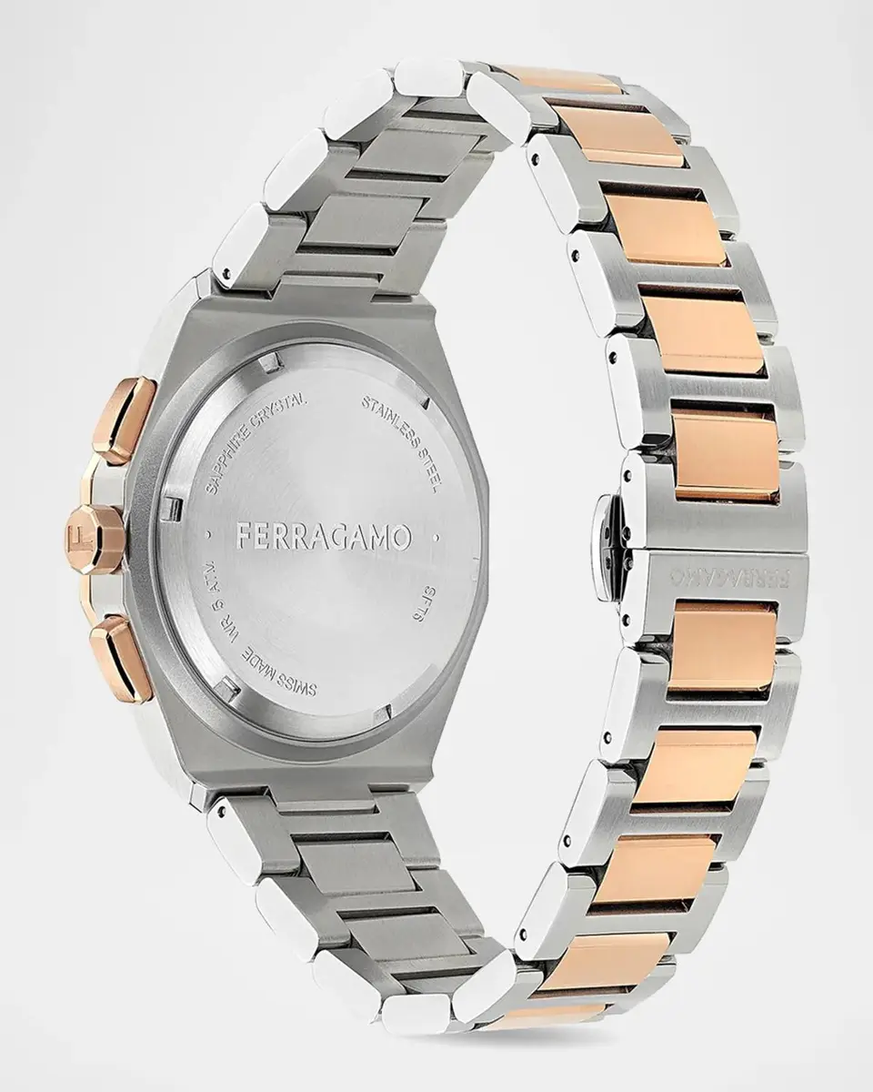 Ferragamo Men's Edge Chrono Two-Tone Rose Gold IP Stainless Steel Bracelet Watch/42MM | Thumbnail 4 Ferragamo Men's Edge Chrono Two-Tone Rose Gold IP Stainless Steel Bracelet Watch/42MM | Thumbnail 4